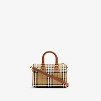 Mini Check Bowling Bag in Briar brown - Women | Burberry® Official