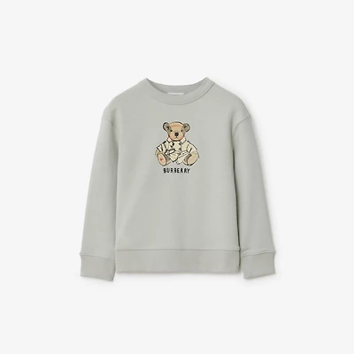 Trench Bear Cotton Sweatshirt in Limestone grey | Burberry® Official