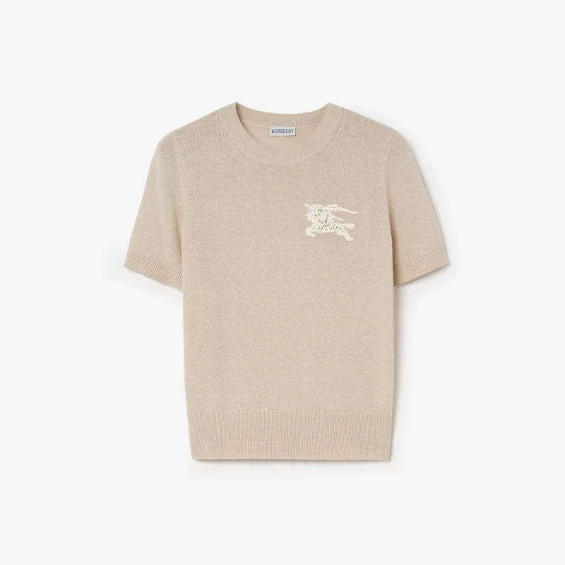 Knight Wool Cotton Top in Easel beige - Women, Lace | Burberry® Official