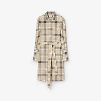 Check Stretch Cotton Shirt Dress in Light taupe beige - Women | Burberry® Official