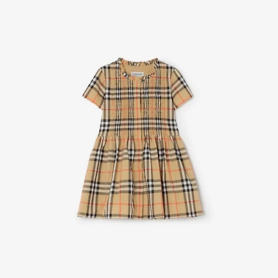 Check Cotton Dress in Sand beige | Burberry® Official