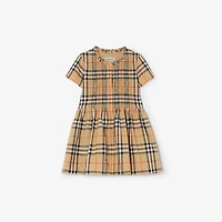 Check Cotton Dress in Sand beige | Burberry® Official