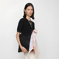Skinny Contrast Check Silk Scarf in Sugar/hume | Burberry® Official