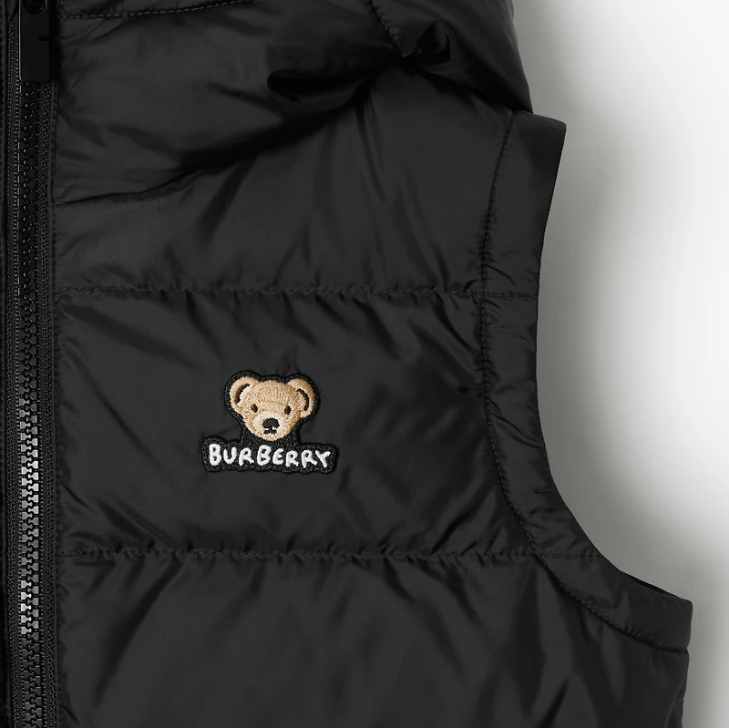 Nylon Hooded Puffer Gilet in Black | Burberry® Official