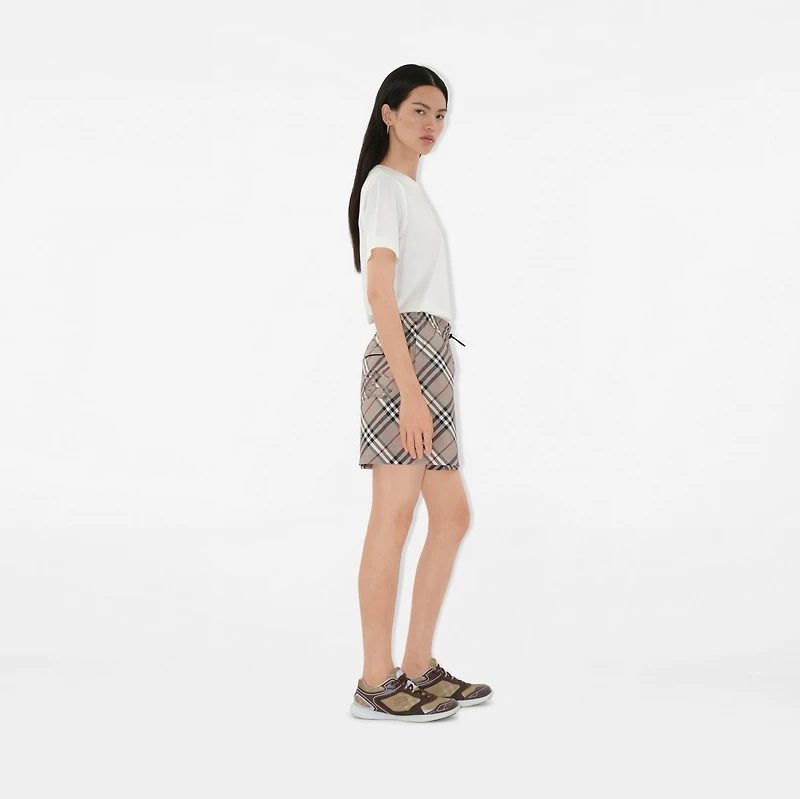 Check Shorts in Mauve grey - Women, Nylon | Burberry® Official