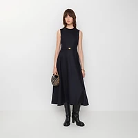 Belted Check Wool Dress in Navy blue - Women | Burberry® Official