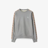 Check Trim Cotton Sweatshirt in Pale grey melange - Men | Burberry® Official