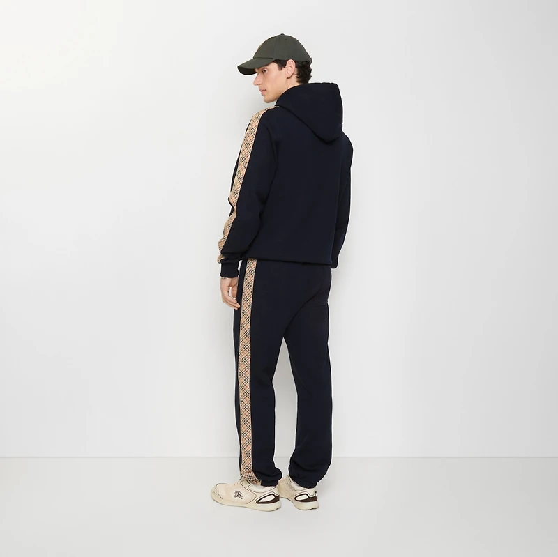 Check Trim Cotton Jogging Pants in Navy - Men | Burberry® Official