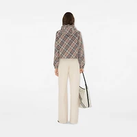 Cropped Reversible Check Jacket in Mauve grey - Women, Nylon | Burberry® Official