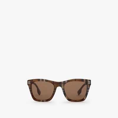 Check Square Sunglasses in Birch brown - Men | Burberry® Official