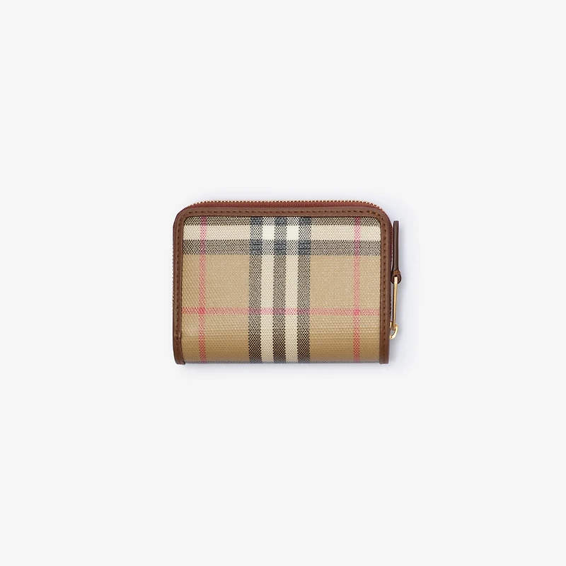 Small Check Zip Wallet in Archive beige - Women, Cotton | Burberry® Official
