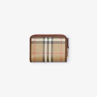 Small Check Zip Wallet in Archive beige - Women, Cotton | Burberry® Official