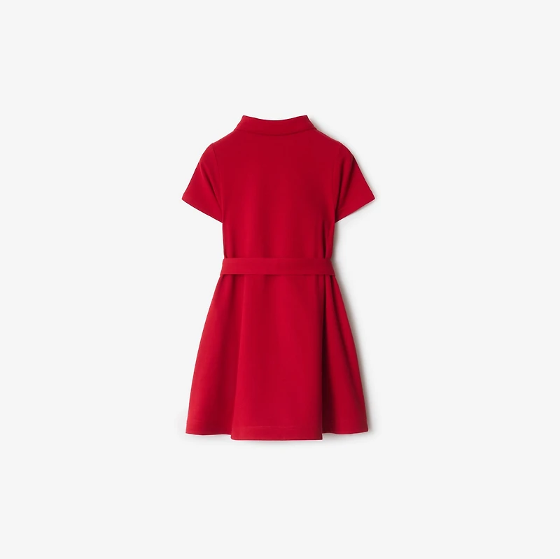 Cotton Polo Shirt Dress in Poppy red | Burberry® Official