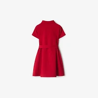 Cotton Polo Shirt Dress in Poppy red | Burberry® Official