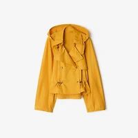 Satin Hooded Trench Jacket in Pear - Women, Nylon | Burberry® Official