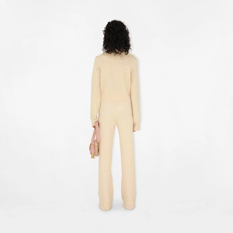 Warped Houndstooth Wool Blend Sweater in Cameo - Women | Burberry® Official