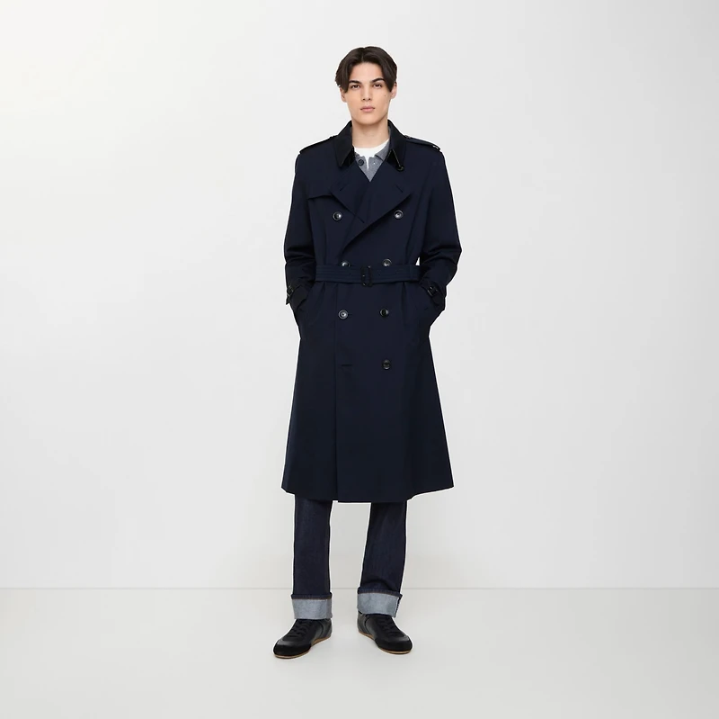 Long Kensington Heritage Trench Coat in Coal blue - Men, Cotton Gabardine | Burberry® Official