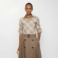 Slim Fit Check Cotton Shirt in Stone grey - Women | Burberry® Official