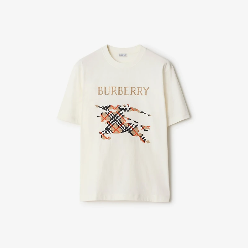 Cross Stitch EKD​ Cotton T-shirt in Chalk white - Men | Burberry® Official