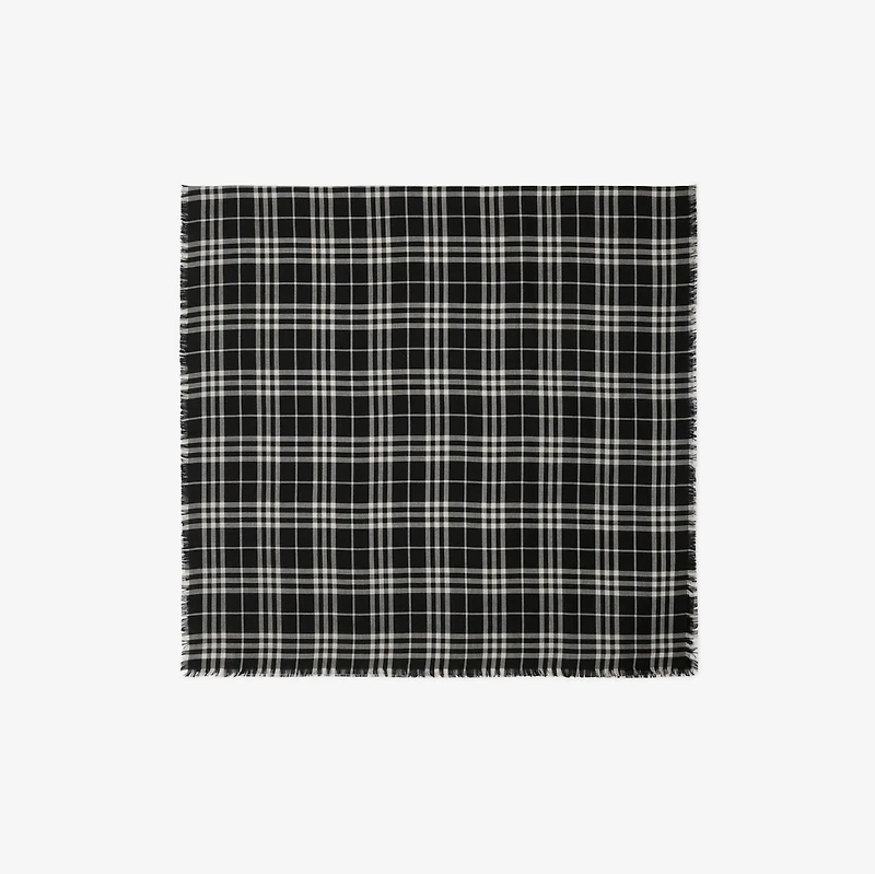 Check Cashmere Silk Scarf in Black/calico | Burberry® Official