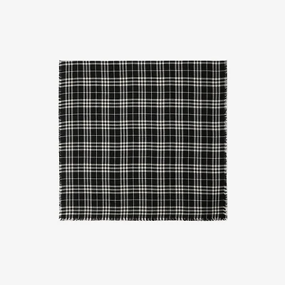Check Cashmere Silk Scarf in Black/calico | Burberry® Official