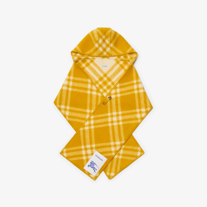 Check Wool Hooded Scarf in Pear yellow | Burberry® Official
