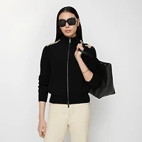 Check Patch Wool Cashmere Cardigan in Black - Women | Burberry® Official