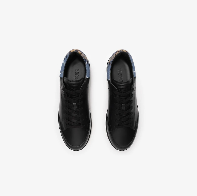 Leather Set Sneakers​ in Black/wave blue - Men | Burberry® Official