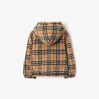 Reversible Check Fleece Hooded Jacket in Black | Burberry® Official