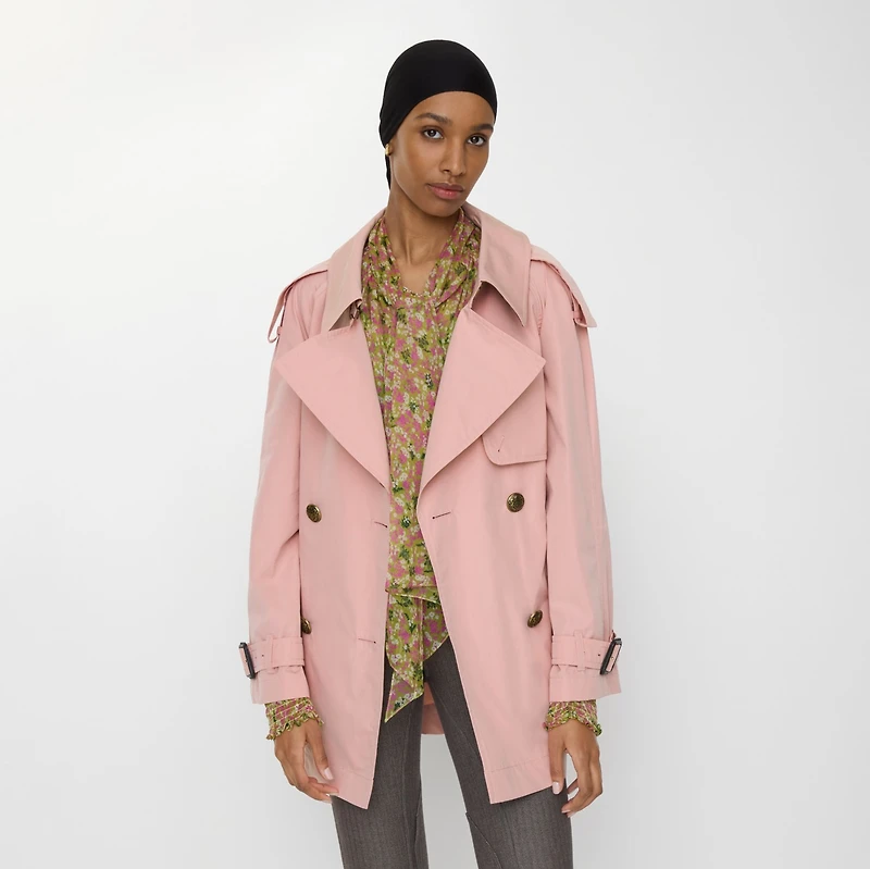Short Lightweight Cotton Fitzrovia Trench Coat in Begonia pink - Women | Burberry® Official