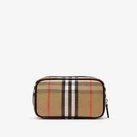Highlands Make-up Pouch in Sand beige - Women, Cotton, Linen | Burberry® Official