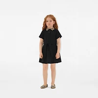Check Collar Cotton Polo Shirt Dress in Black | Burberry® Official