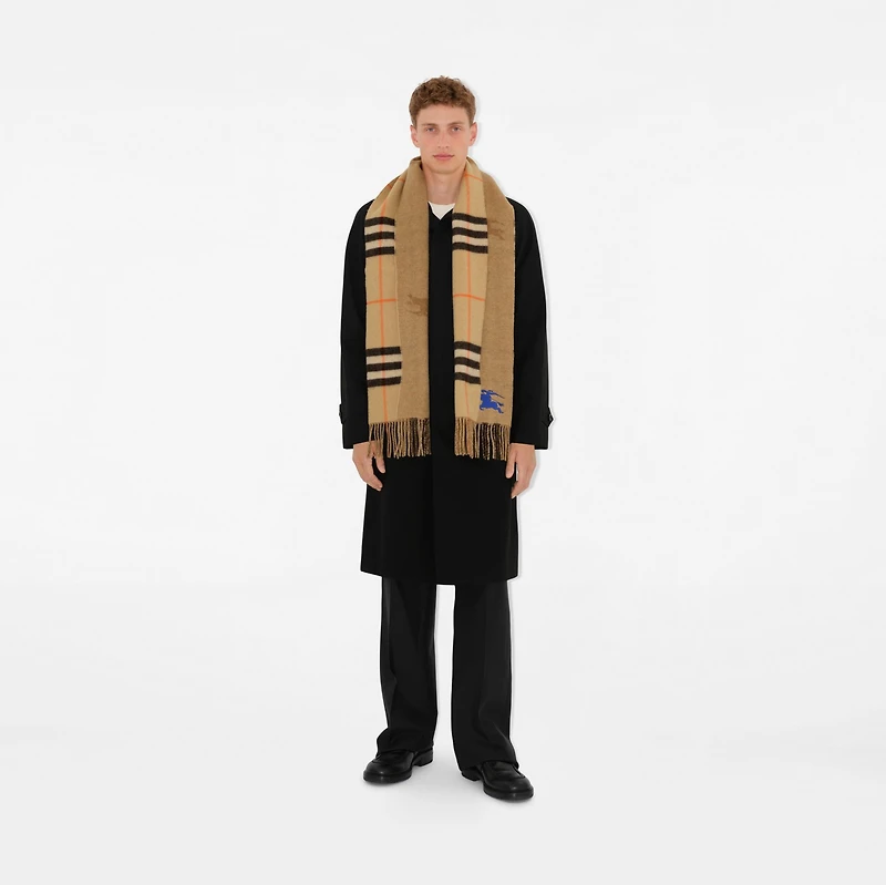 Reversible EKD Check Cashmere Scarf in Sand | Burberry® Official