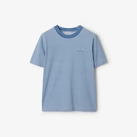 Striped Cotton T-shirt in Pool - Women | Burberry® Official