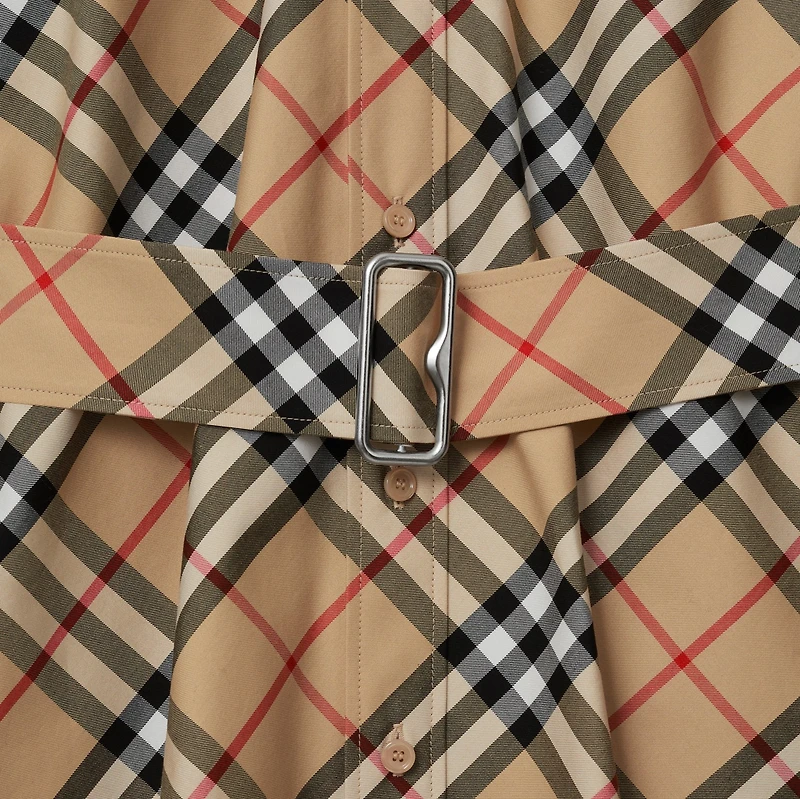 Check Cotton Shirt Dress in Sand - Women | Burberry® Official