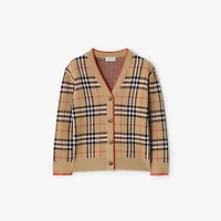 Check Wool Cardigan in Sand beige | Burberry® Official