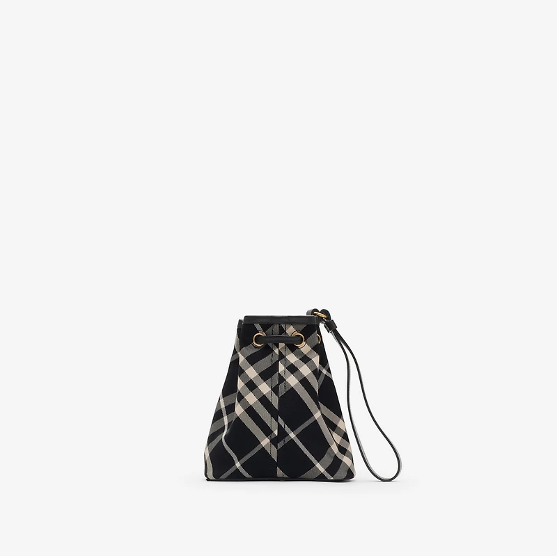 Check Drawstring Pouch in Black/calico - Women | Burberry® Official