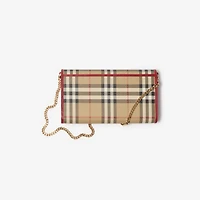Check Chain Strap Wallet in Archive beige/ruby red - Women | Burberry® Official