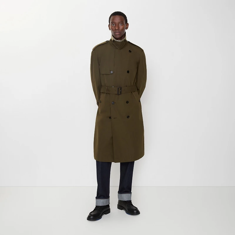 Long Lightweight Cotton Trench Coat in Marsh green - Men | Burberry® Official