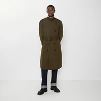 Long Lightweight Cotton Trench Coat in Marsh green - Men | Burberry® Official