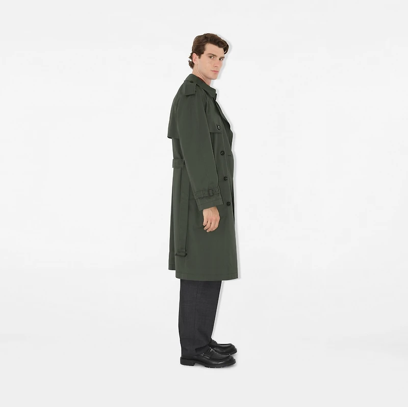 Mid-length Gabardine Trench Coat in Yew green - Men | Burberry® Official