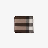 Check and Leather Bifold Coin Wallet in Dark birch brown - Men, Canvas | Burberry® Official