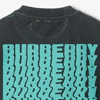 Warped Logo Cotton T-shirt in Atom blue - Men | Burberry® Official