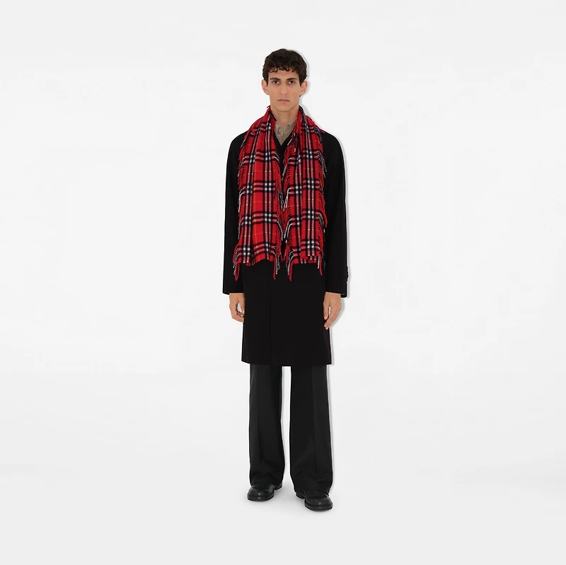 Check Cashmere Happy Scarf in Currant | Burberry® Official