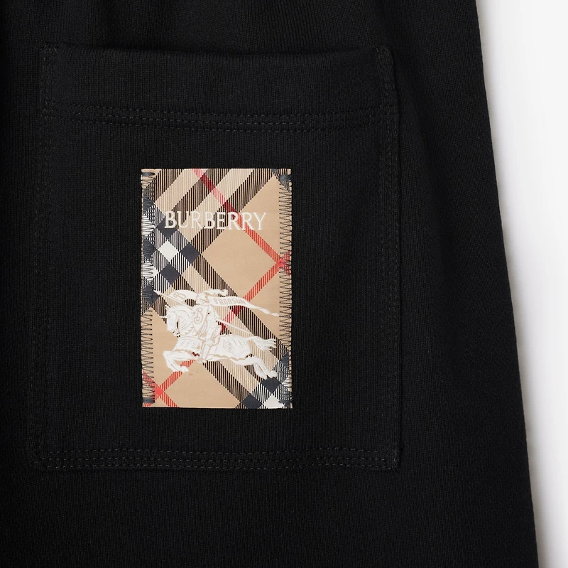Check Label Cotton Shorts in Black - Men | Burberry® Official