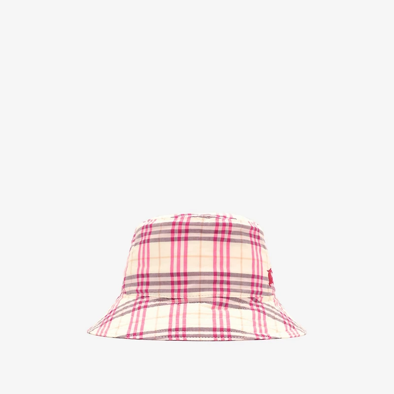 Check Cotton Bucket Hat in Aubergine purple - Children | Burberry® Official