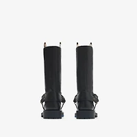 Leather Soft Saddle Low Boots​ in Black - Women | Burberry® Official