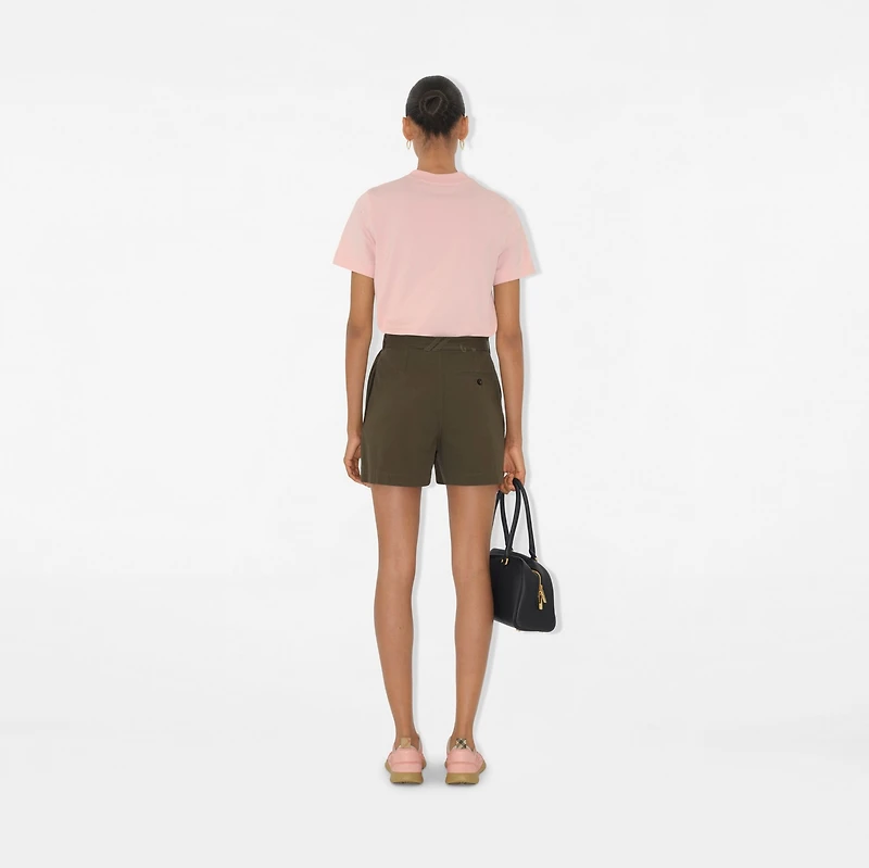 Gabardine Belted Shorts in Military - Women, Cotton | Burberry® Official
