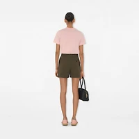 Gabardine Belted Shorts in Military - Women, Cotton | Burberry® Official