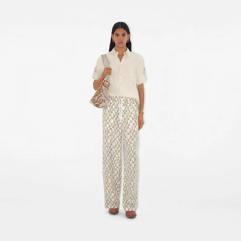 Knot Silk Trousers in Thatch - Women | Burberry® Official